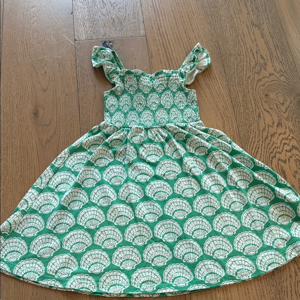 Mini Boden Green and White Shell Girls Dress